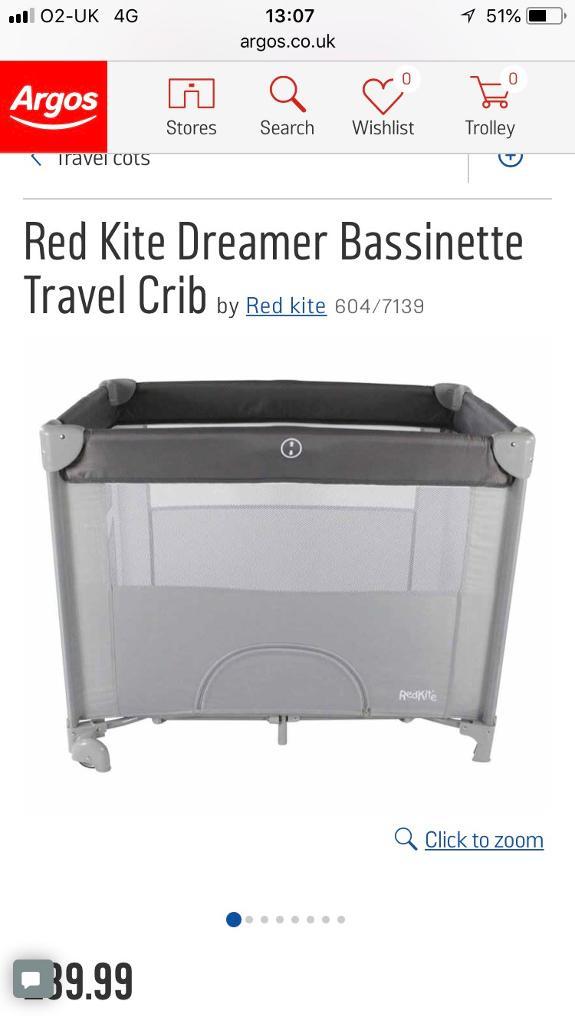red kite dreamer bassinette travel crib mattress